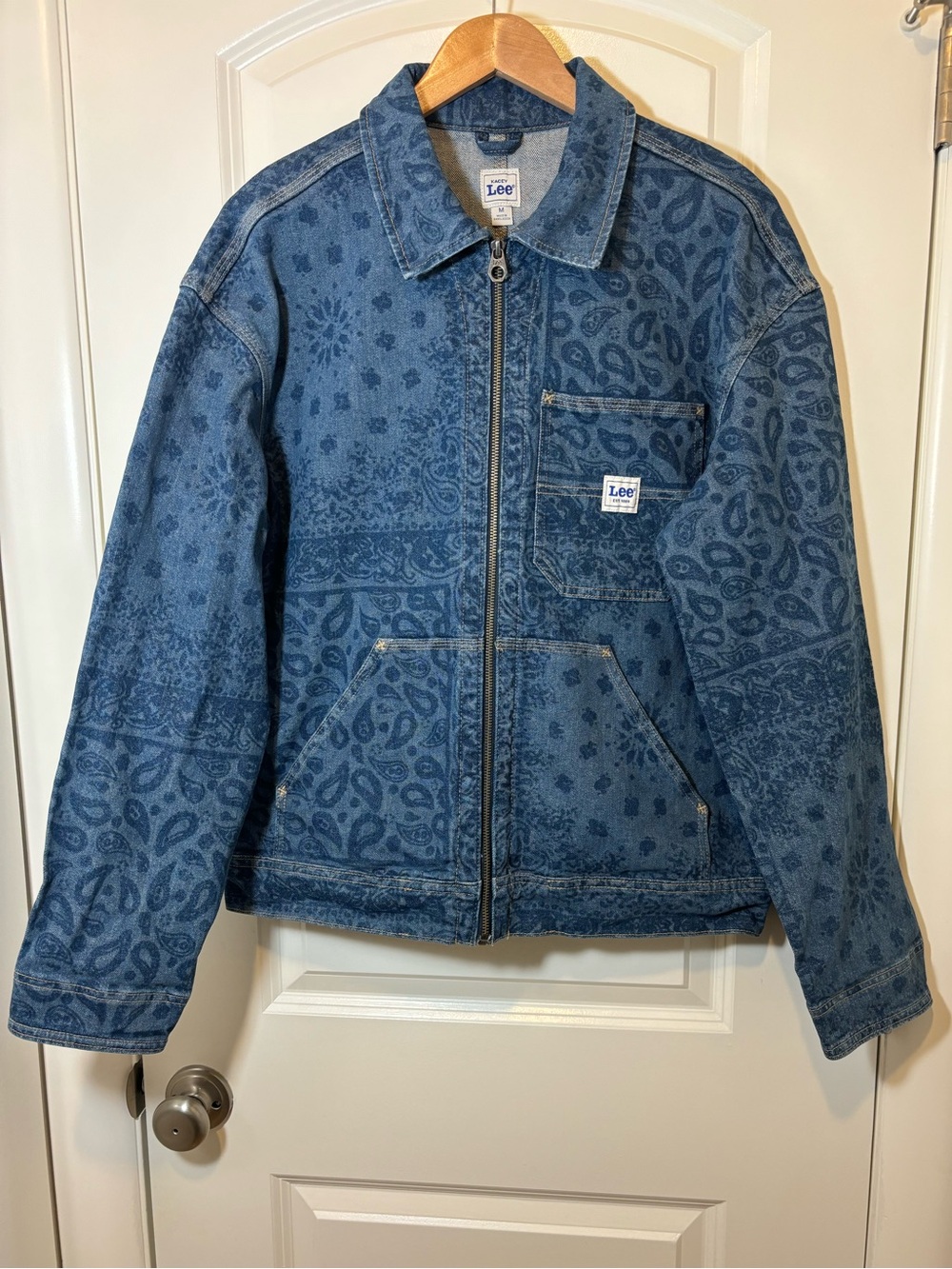 Lee Blue Paisley-Print Denim Zip Jacket